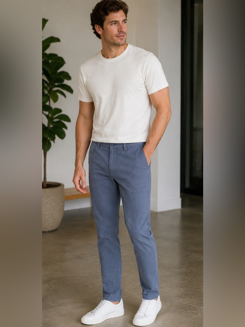 Lululemon Men’s 5 Pocket Pants Blue Heather 34x34 Stretch Casual